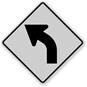 Left Curve (with Sharp Turn Symbol), Description:Left Curve, Author:RoadTrafficSigns.com, Copyright:www.RoadTrafficSigns.com